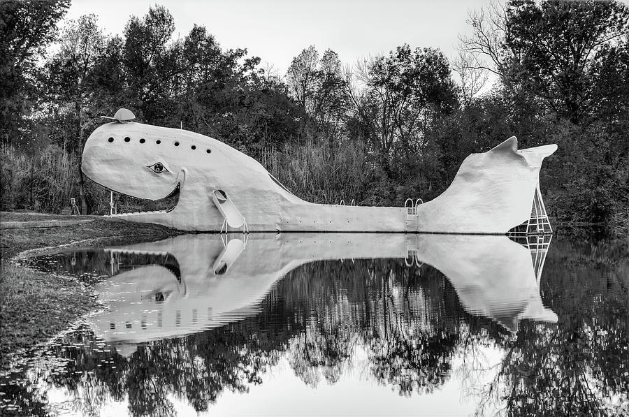 Black And White Photograph - The Route 66 Blue Whale - Catoosa Oklahoma - Black and White by Gregory Ballos