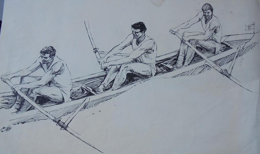 The rowers. Drawing by Mike Jeffries