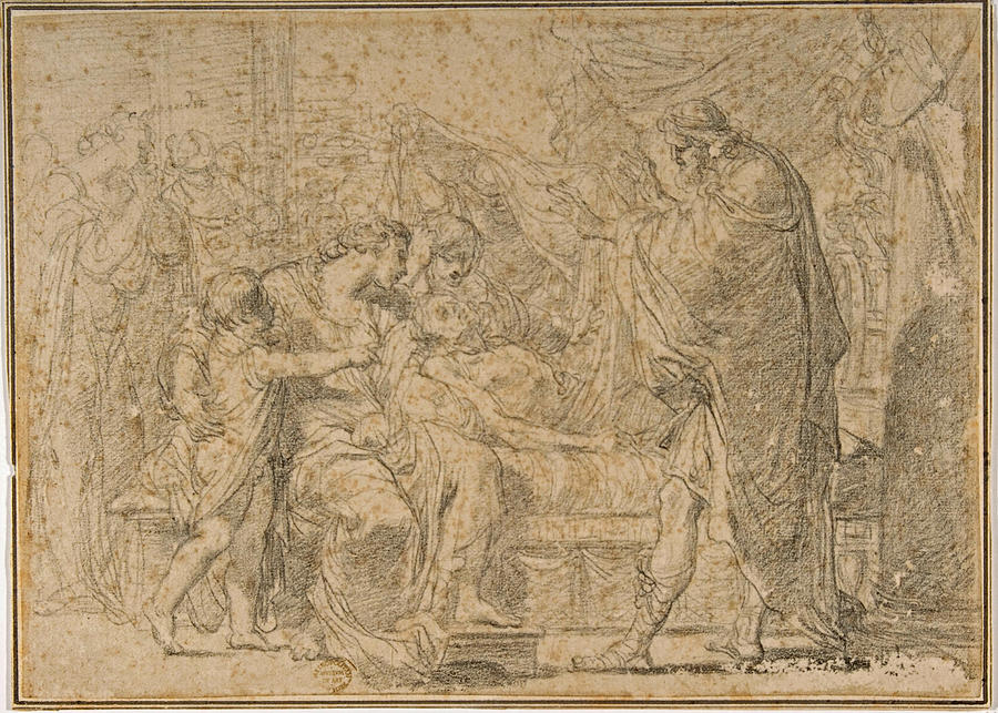 The Royal Family of Troy Mourning the Death of Hector Drawing by Gaetano Gandolfi