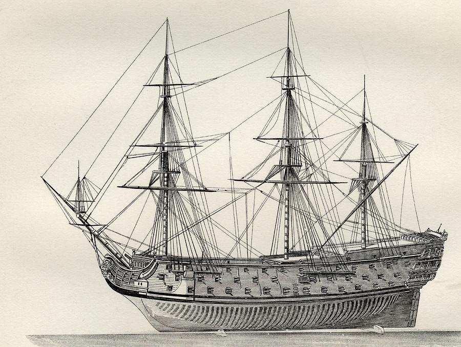 The Royal William English Warship Drawing by Vintage Design Pics Fine