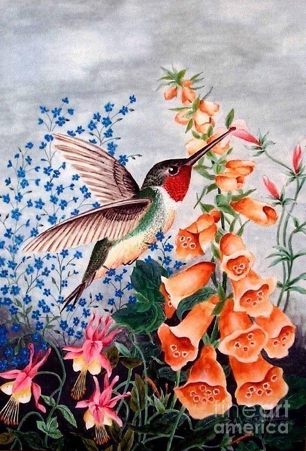 The Ruby Throat Painting by Herb Strobino