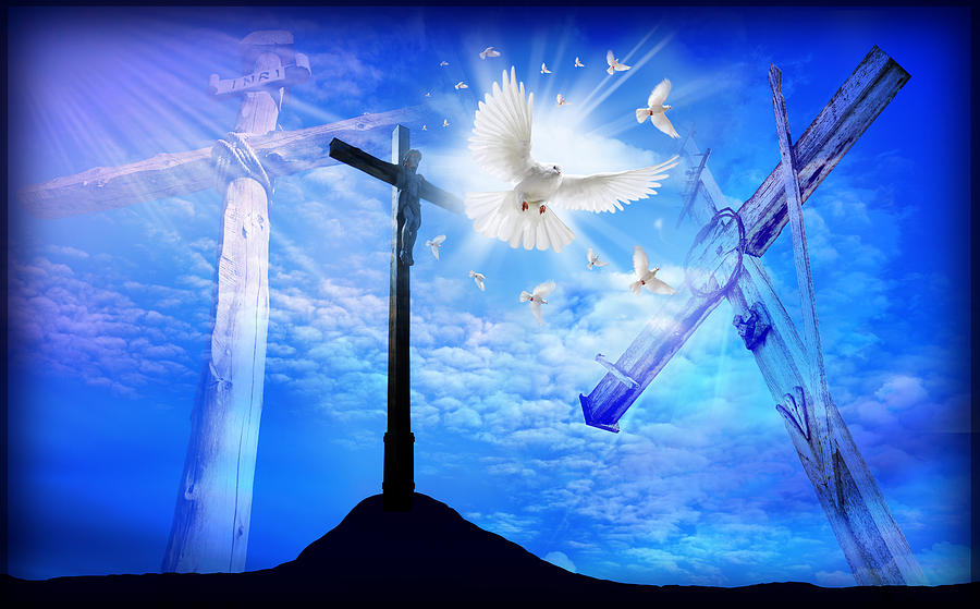 The Rugged Cross On Calvary Digital Art By Aj Fortuna - Pixels