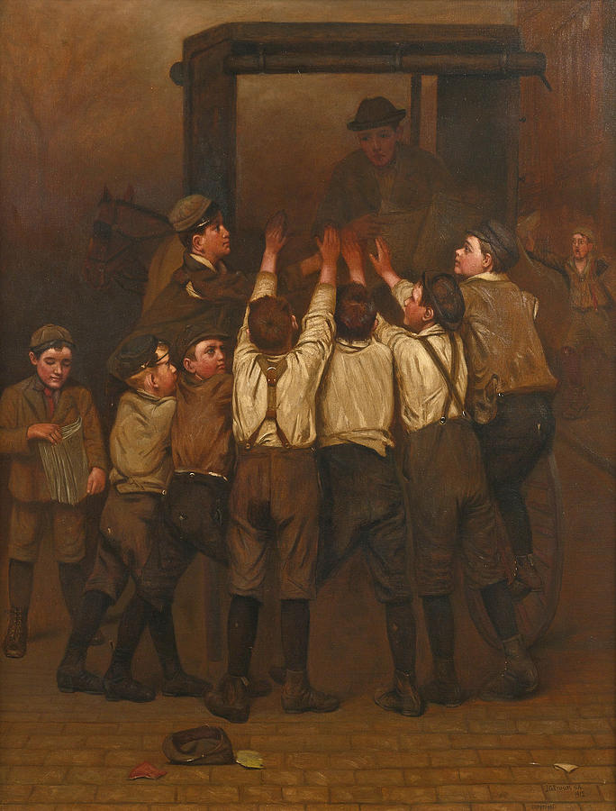 The Rush for Evening Papers Painting by John George Brown
