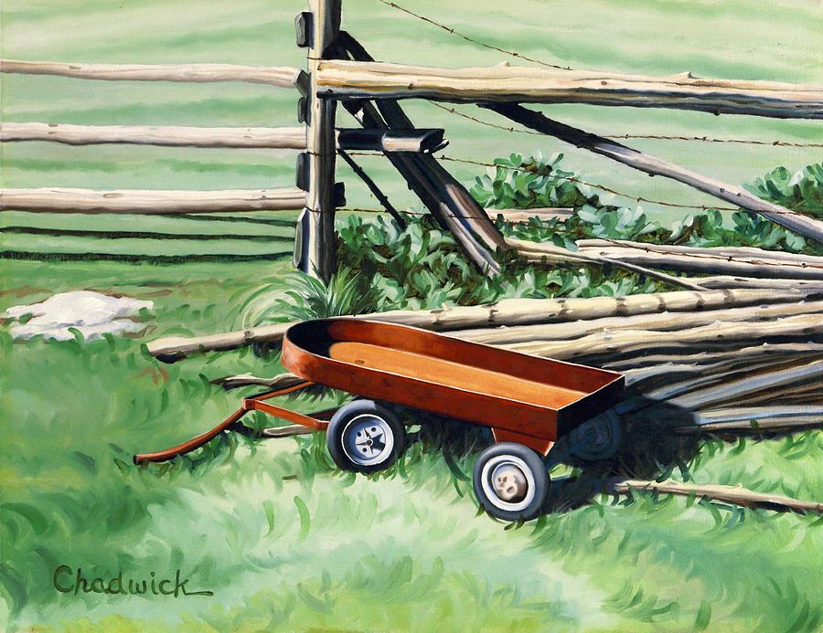 The Rusty Wagon at Byrns Farm Painting by Phil Chadwick
