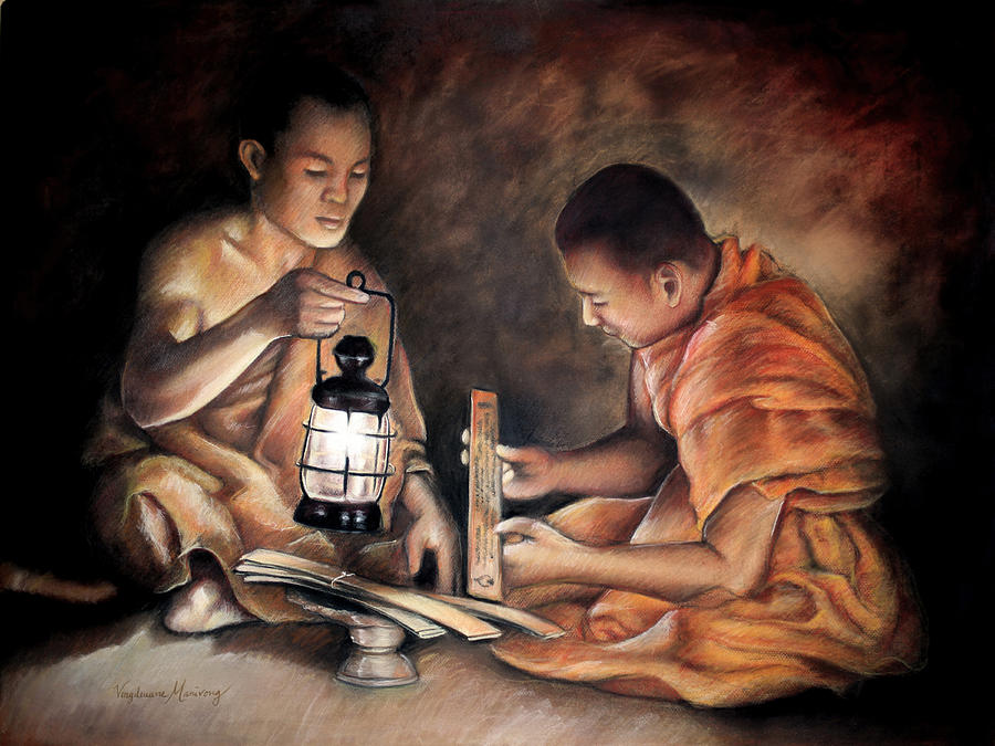 The Sacred Scriptures Pastel by Vongduane Manivong