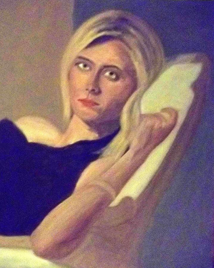 Intense Stare Painting - The Sad Lady by Peter Gartner