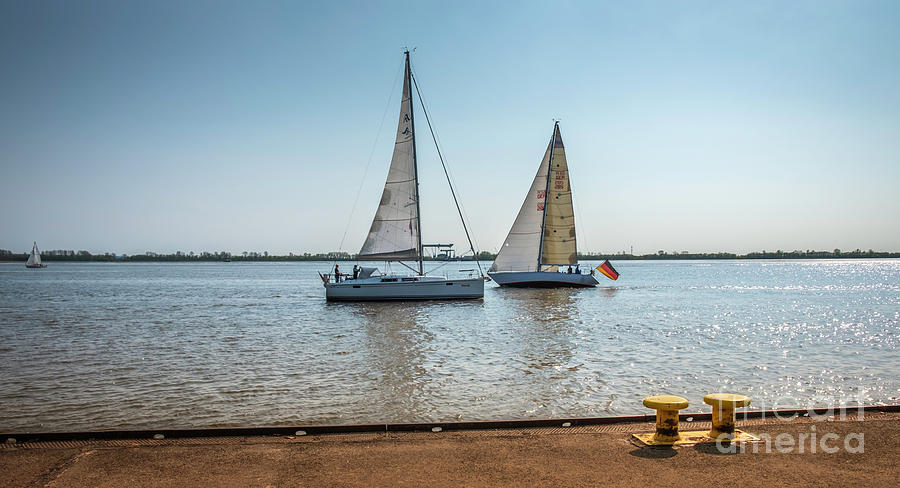 The Sailboats On The River Photograph