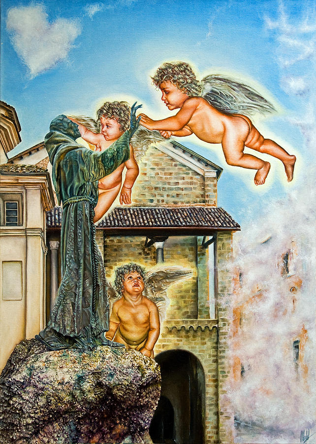 The Saint and the Angels Painting by Michelangelo Rossi