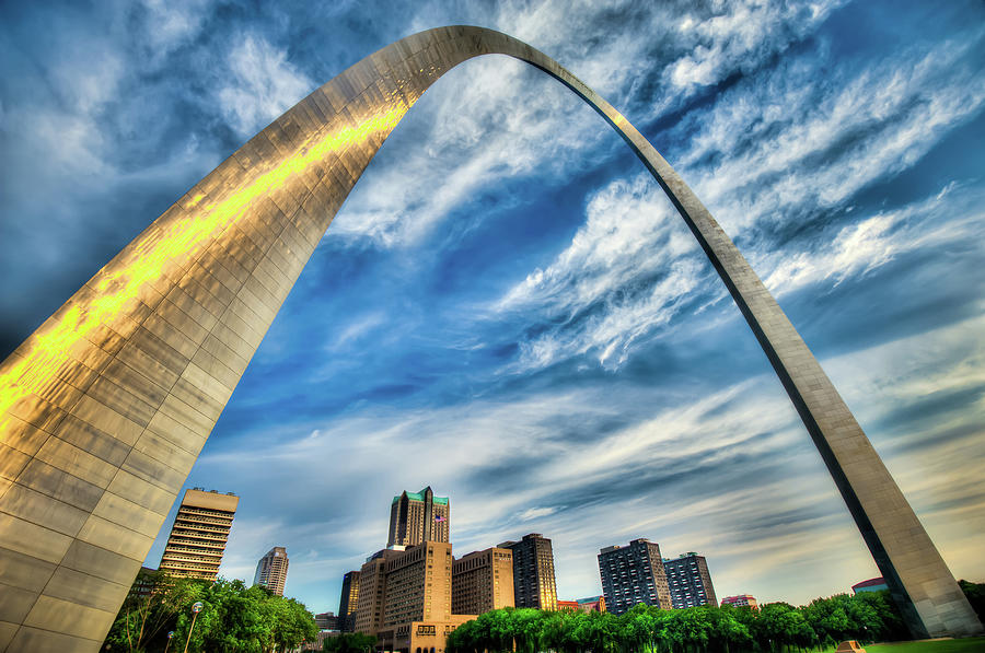 Architecture Photograph - The Saint Louis Arch and City Skyline by Gregory Ballos