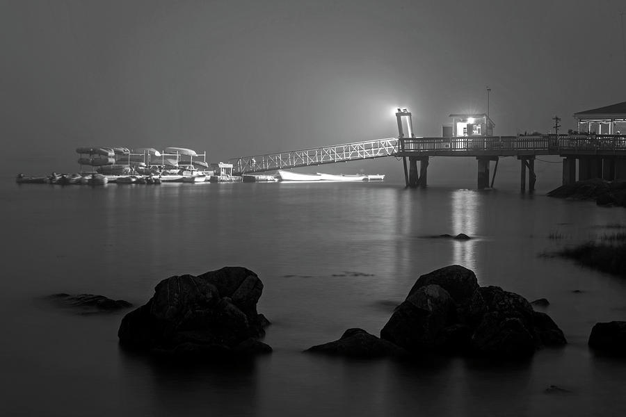 The Salem Willows a thick fog rolls in Black and White Photograph by Toby McGuire