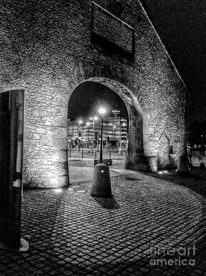 The Salthouse Gateway at Night in Monochrome Photograph by Joan-Violet Stretch