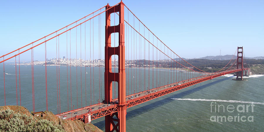 San Francisco Photograph - The San Francisco Golden Gate Bridge 7D14507 panoramic by Wingsdomain Art and Photography