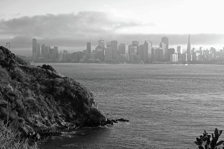 The San Francisco Skyline From Treasure Island Black and White Photograph by Toby McGuire