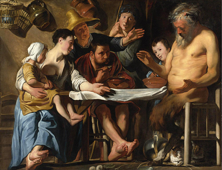 The Satyr and the Peasant Family Painting by Jacob Jordaens