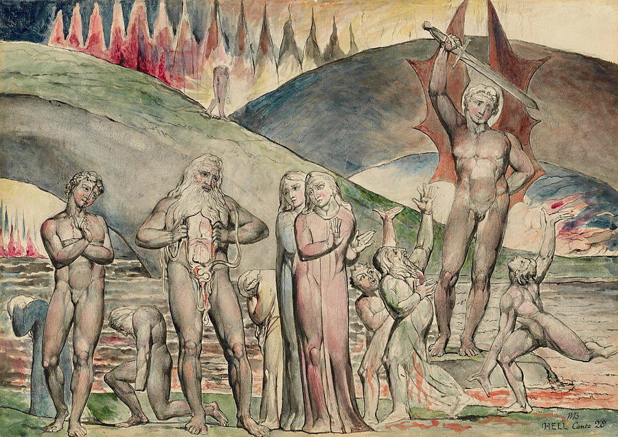 The Schismatics and Sowers of Discord- Mahomet  Painting by William Blake