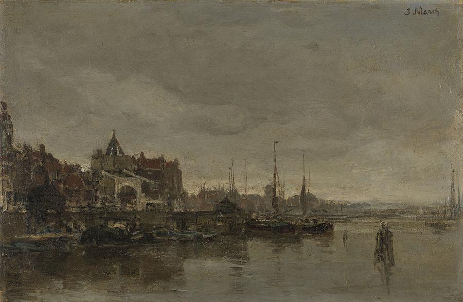 The Schreierstoren with the bridge over the Geldersekade in Amsterdam, Jacob Maris, 1872 - 1876 Painting by Celestial Images