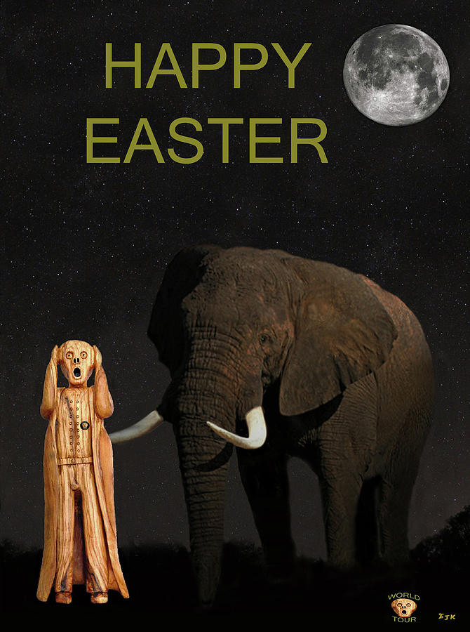 The Scream World Tour African Elephant Happy Easter Mixed Media by Eric Kempson - Fine Art America