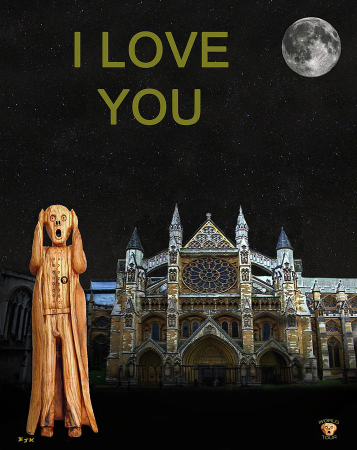 Edvard Munch Mixed Media - The Scream World Tour Westminster Abbey I Love You by Eric Kempson