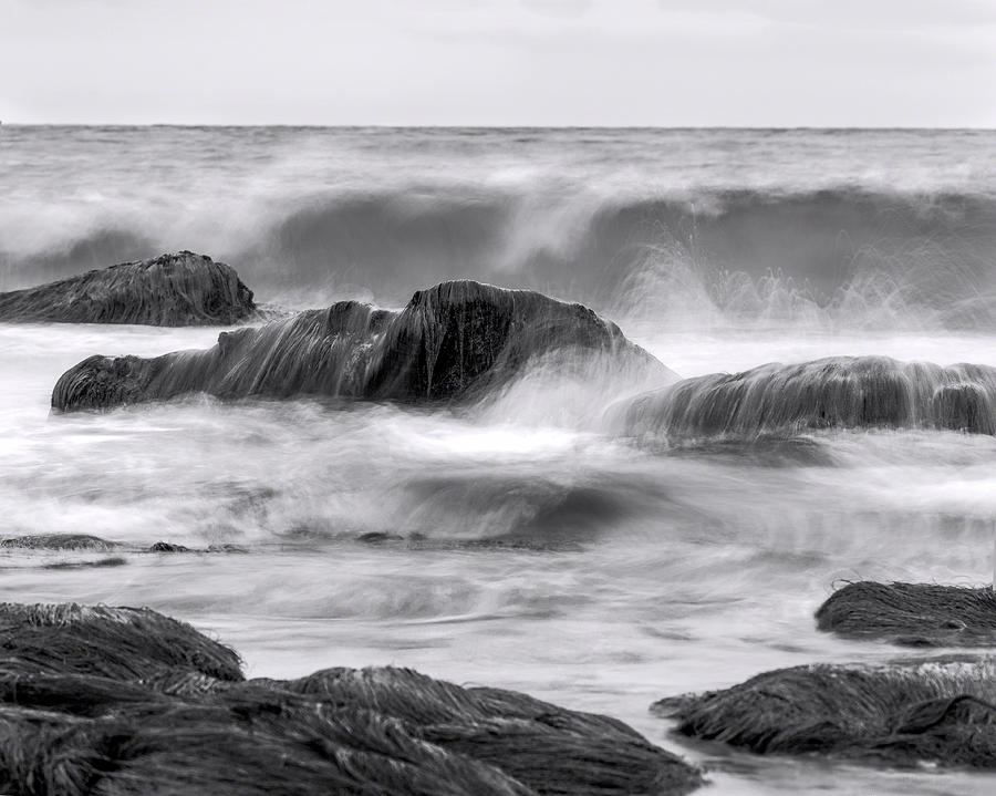 Beach Photograph - The Sea Marches On bw by Denise Dube