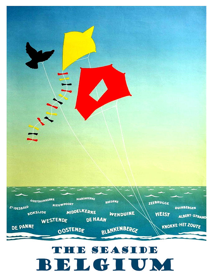 Vintage Painting - The seaside Belgium, vintage travel poster by Long Shot