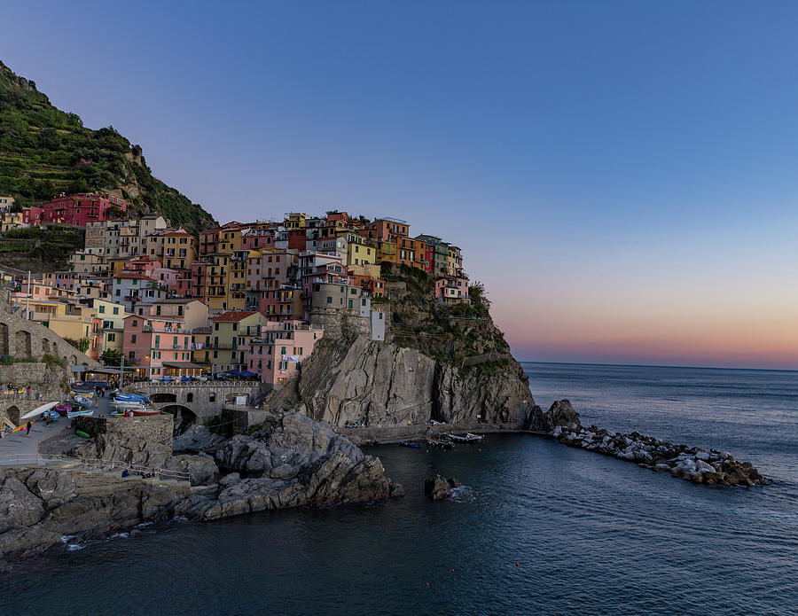 Architecture Photograph - The Seaside Village of Manarola, Cinqueterre, Italy at Sunset by Bridget Calip