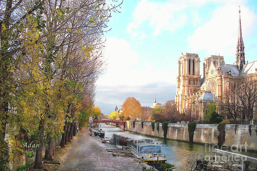 The Seine and Quay Beside Notre Dame, Autumn Photograph by Felipe Adan Lerma