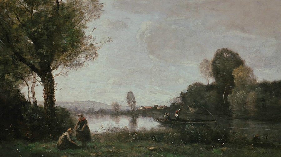 Tree Painting - The Seine at Chatou by Jean-Baptiste-Camille Corot
