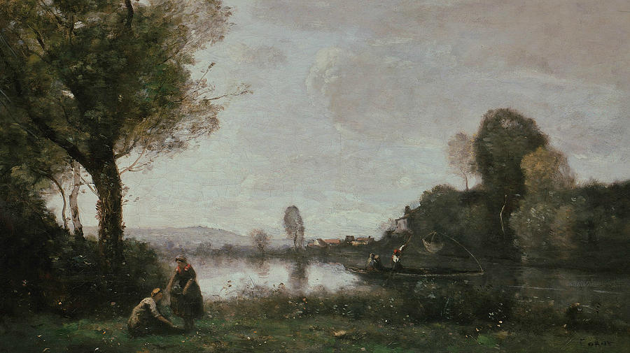 The Seine at Chatou Painting by Jean-Baptiste-Camille Corot - Fine Art ...