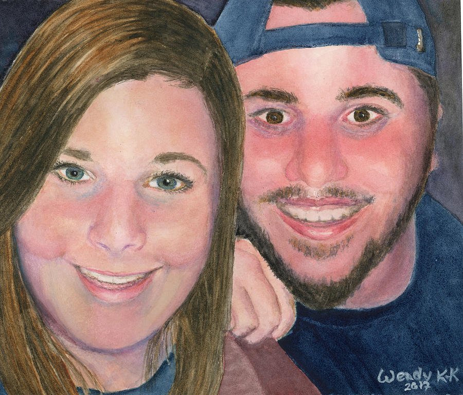 The Selfie - Sam and Erick Painting by Wendy Keeney-Kennicutt