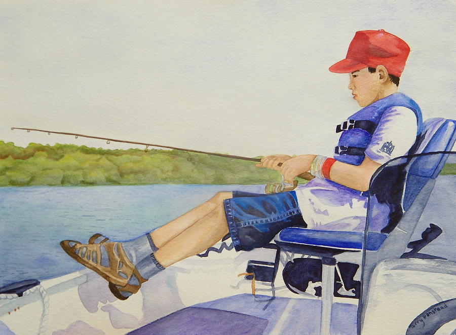 The Serious Fisherman Painting by Terry Honstead