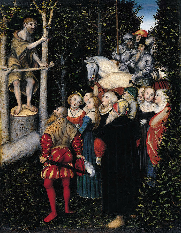 The Sermon of St. John the Baptist Painting by Lucas Cranach the Elder