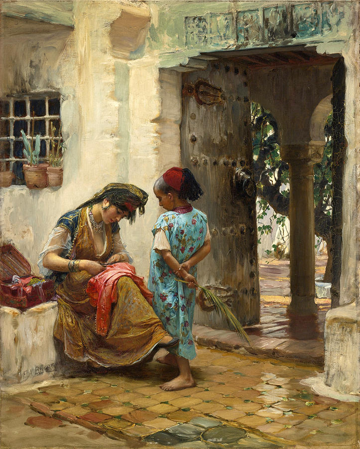 The Sewing Lesson Painting by Frederick Arthur Bridgman