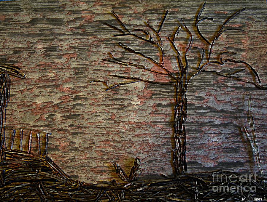 Tree Mixed Media - The Shack and Tree by Mary Chris Hines