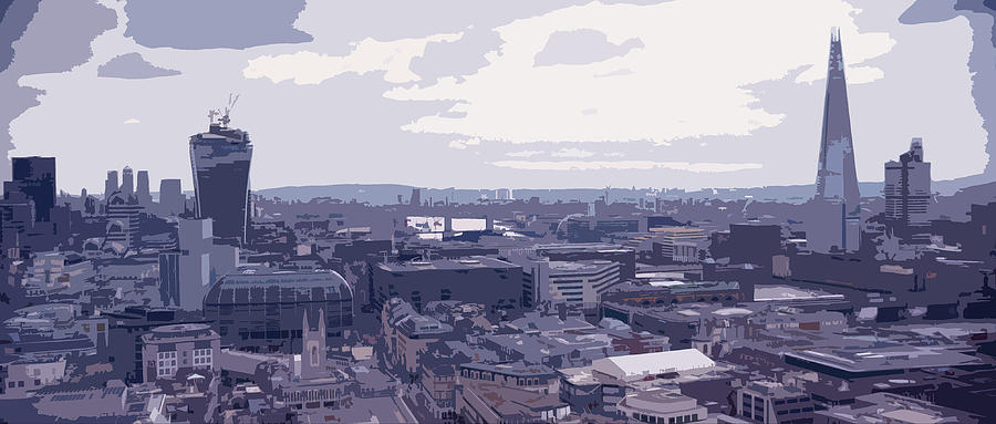 The Shard On London Skyline - Blue Digital Art