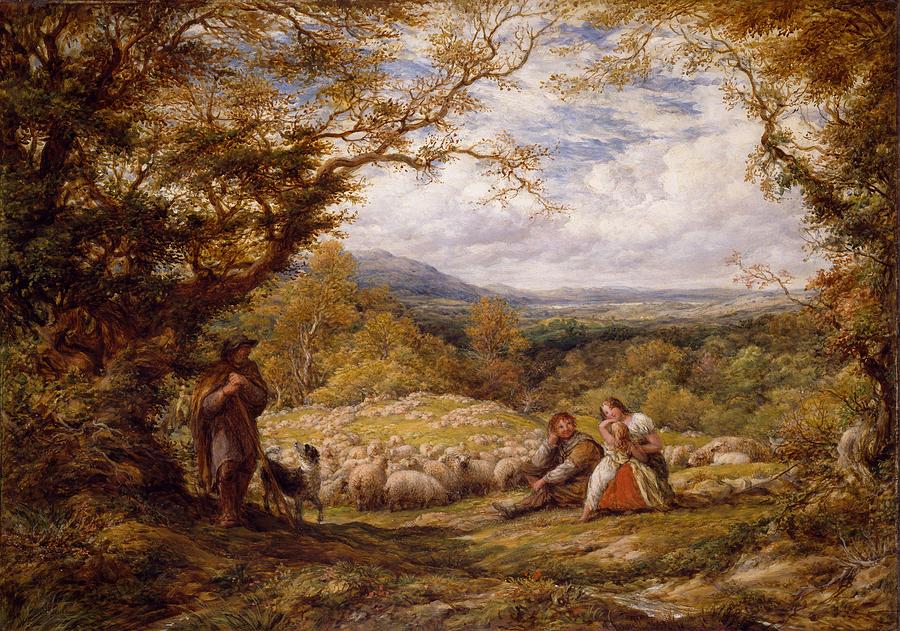 The Sheep Drive by John Linnell, 1863 Painting by Celestial Images