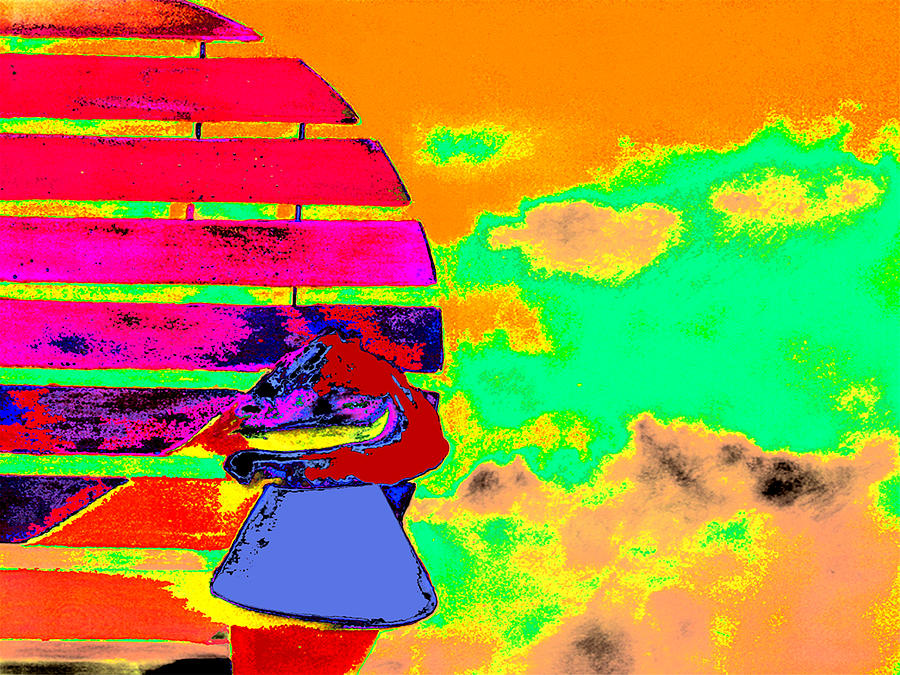 Beach Digital Art - The Shell and The Storm with Adirondack Chair by Joe Hoover