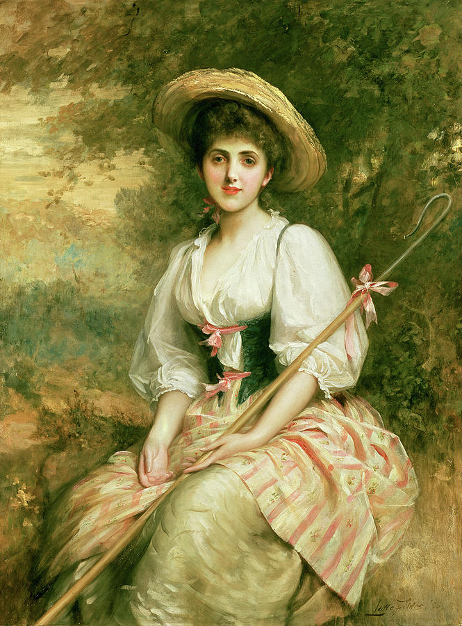 Portrait Painting - The Shepherdess by Samuel Luke Fields
