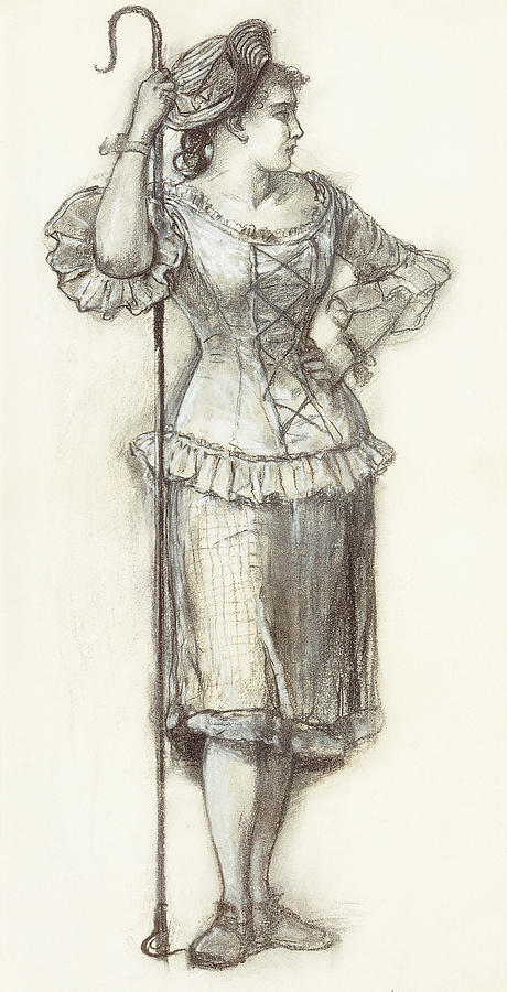 Winslow Homer Drawing - The Shepherdess by Winslow Homer