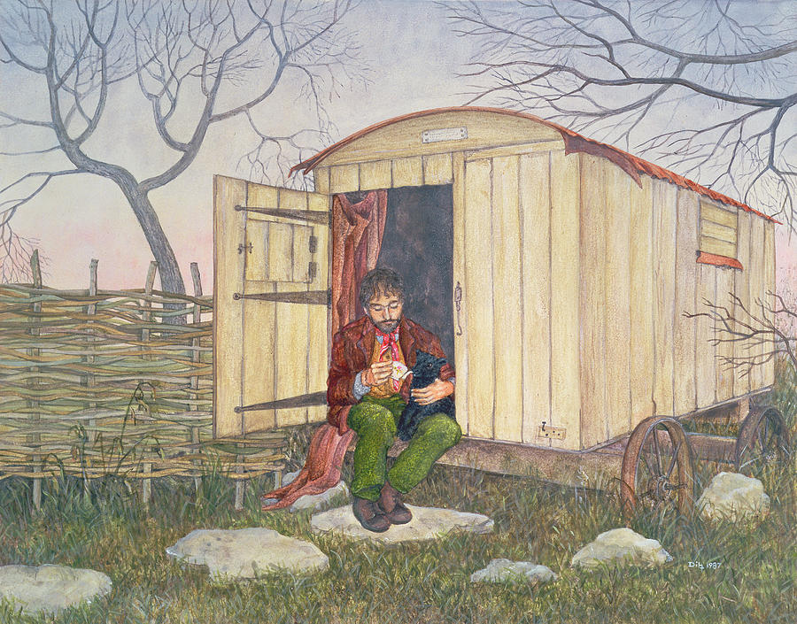Tree Painting - The Shepherds Hut by Ditz