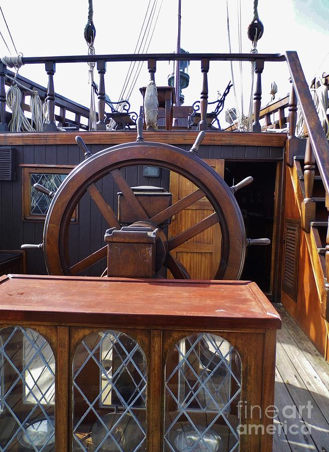 The Ships Wheel And Poop Deck Photograph by D Hackett