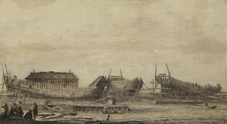 The Shipyard of the Amsterdam Admiralty   Ludolf Bakhuysen  1655   1660 Drawing by Vintage Collectables