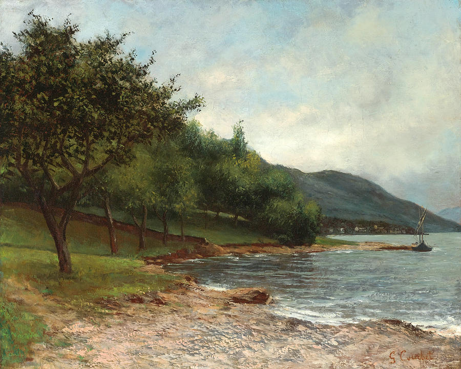 The Shore of Lake Geneva Painting by Gustave Courbet
