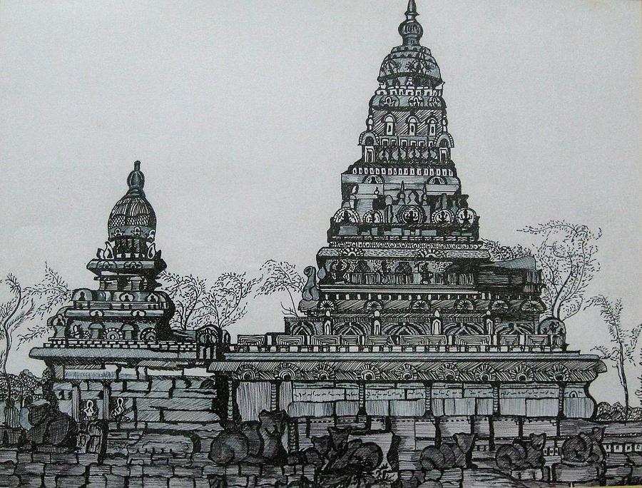 The Shore Temple Drawing by Shweta Ravindran  Pixels