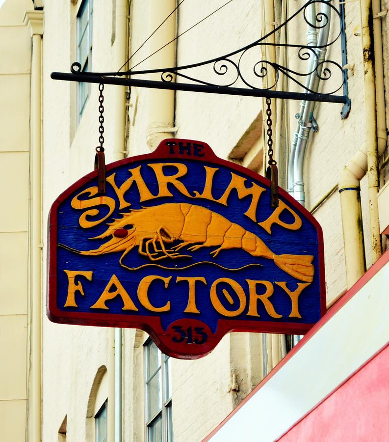 Sign Photograph - The Shrimp Factory sign by Linda Covino