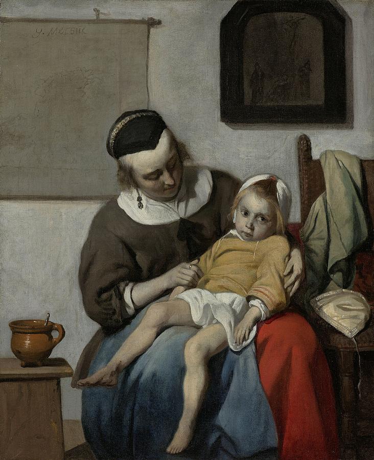 The Sick Child, 1664 Painting by Vincent Monozlay