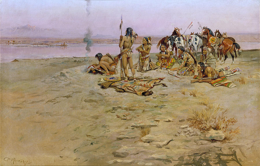 The Signal Fire Painting by Charles Marion Russell