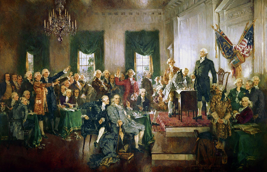 Independence Day Painting - The Signing of the Constitution of the United States, 1787 by Howard Chandler Christy