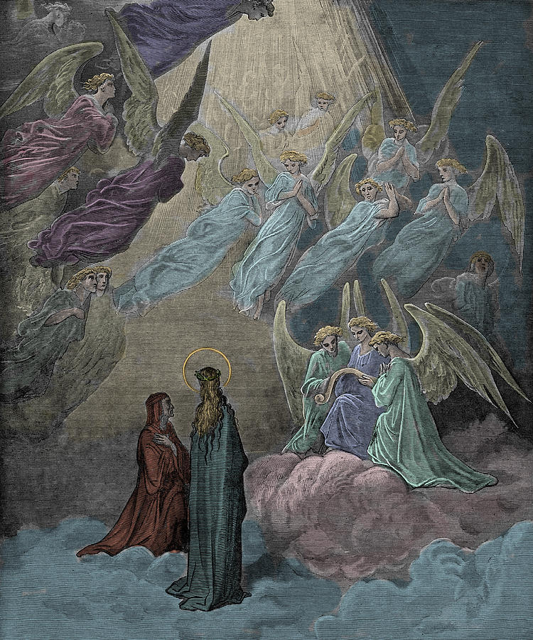 The Singing of the Blessed in the Sixth Heaven Painting by Gustave Dore