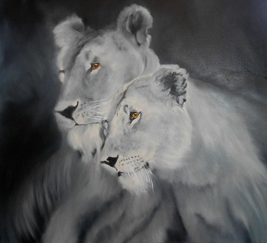 Lions Painting - The Sisters by Maris Sherwood Lions Painting - The Sisters by Maris Sherwood