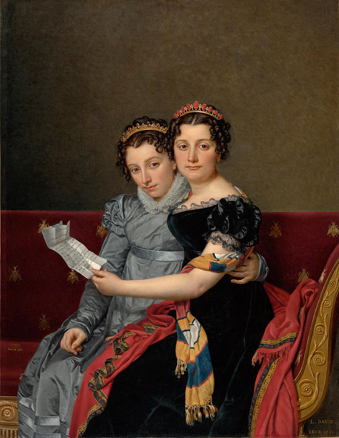 The Sisters Zenaide and Charlotte Bonaparte Painting by Jacques-Louis David
